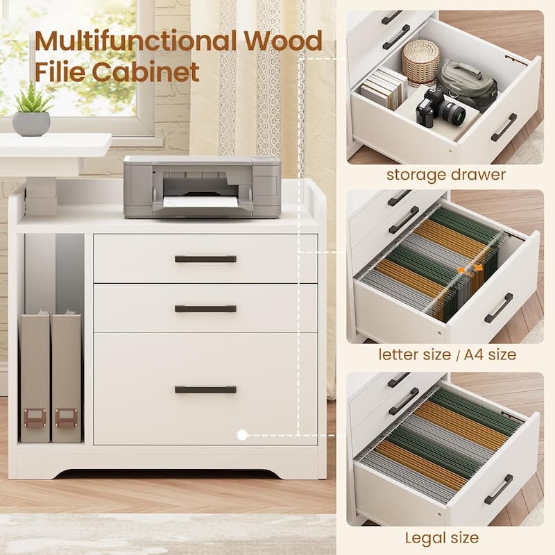 L Shaped Electric Standing Desk with File Cabinet Height Adjustable 63 x 53''