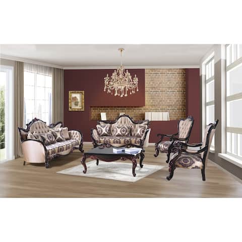 Zeo Traditional 2 Pieces Living Room Set 2 Sofa 2 Chair 1 Coffe Table