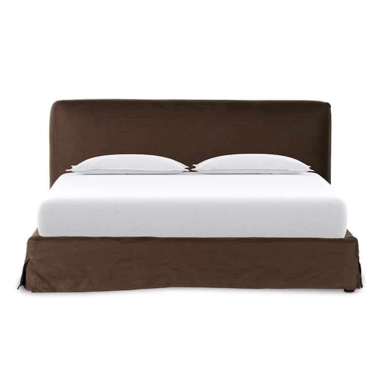 Quinn Slipcover Bed-Brussels Coffee-King