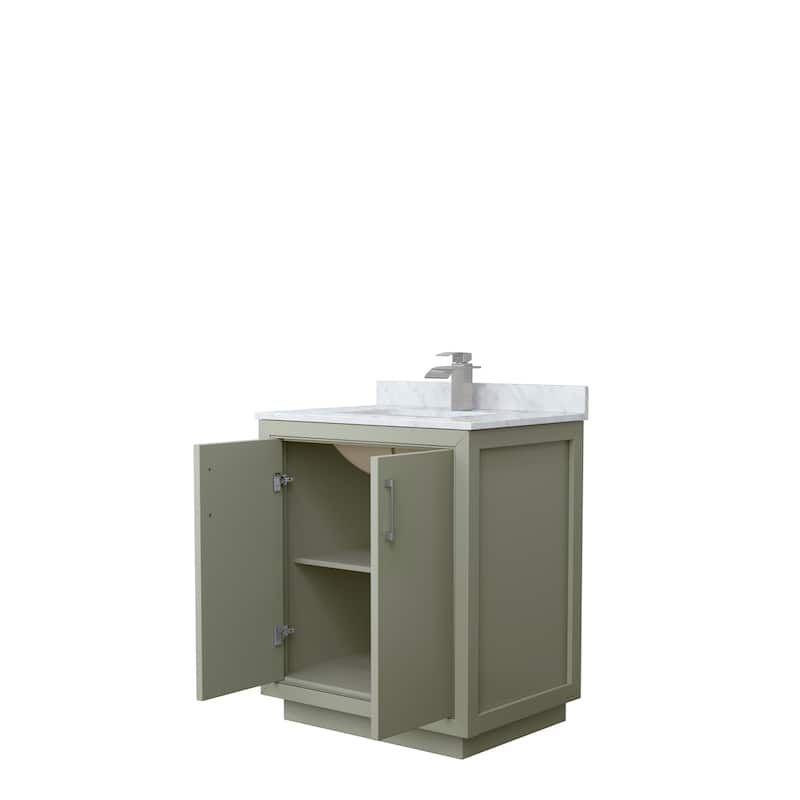 Icon Single Vanity Set, White Carrara Marble Top, No Mirror