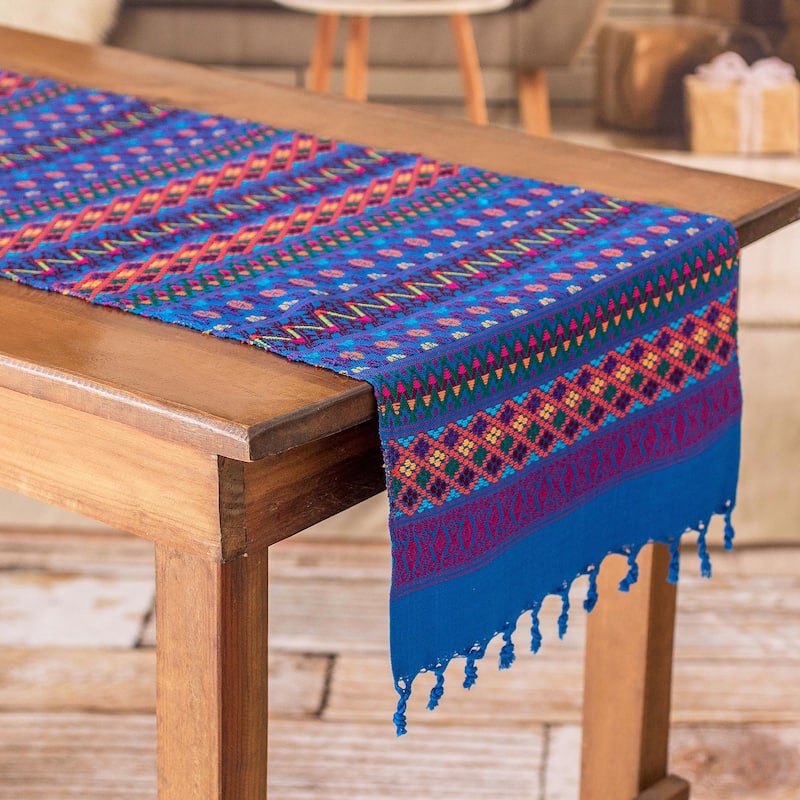 Novica Handmade Azure Reef Cotton Table Runner