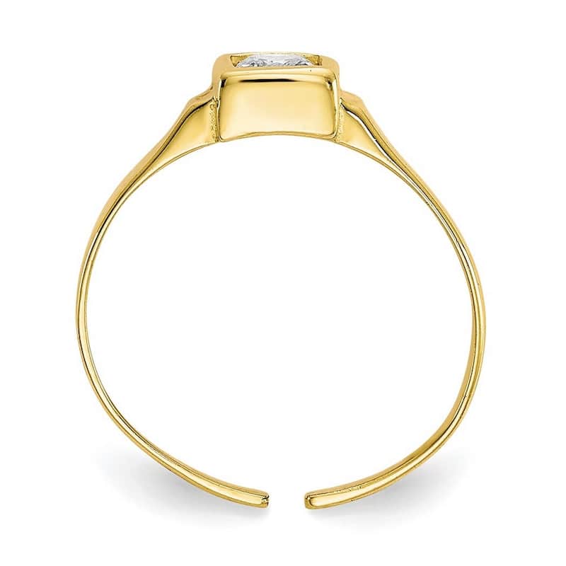 Curata 10 karat Yellow Gold Bezel-set Square Cubic Zirconia Adjustable Toe Ring