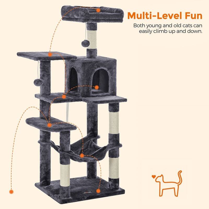 Plush Multi-Level Cat Tree with Sisal-Covered Scratching Posts and Cozy Hideouts for Indoor Cats