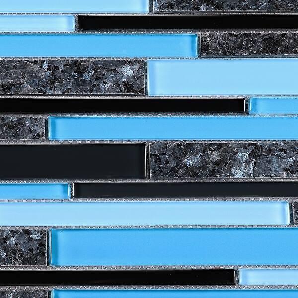 TileGen. Slender Random Sized Mixed Material Tile in Blue/Grey Wall