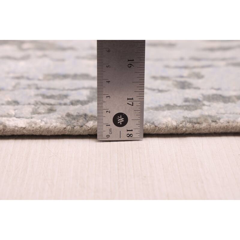 ECARPETGALLERY Hand-knotted Legacy Light Blue Silk, Wool Rug - 2'6 x 12'0