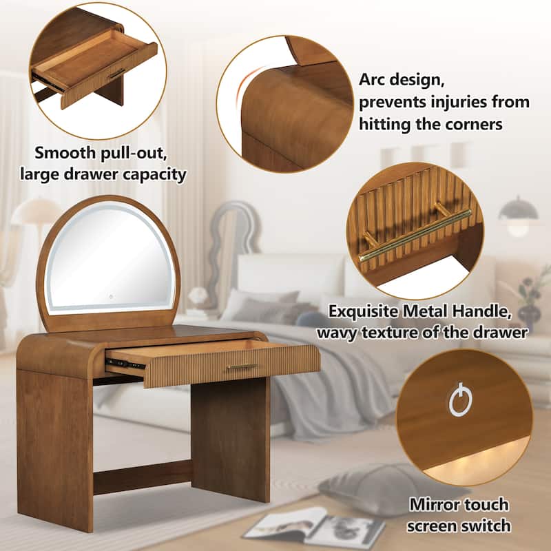 39" Makeup Vanity Desk Table with Touch Screen LED Mirror - Dressing Table with Drawer & Adjustable Lighting