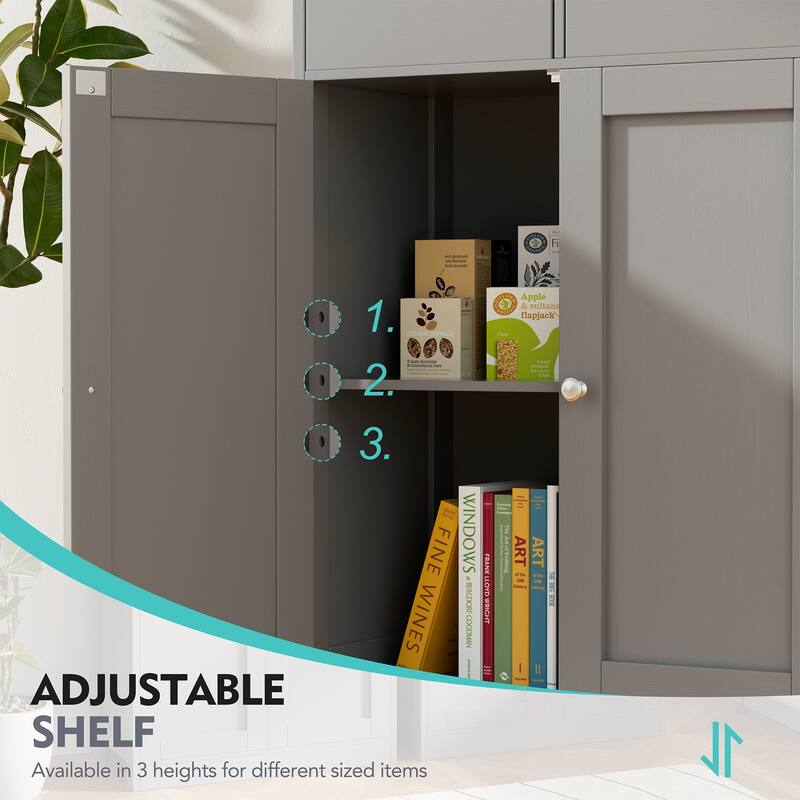 Futzca Bathroom Storage Cabinet, Freestanding Pantry Cabinet with 2 Drawers