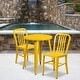 preview thumbnail 2 of 2, Offex 24" Round Yellow Metal Table Set W/ 2 Vertical Slat Back Chairs - 24"W x 24"D x 29"H
