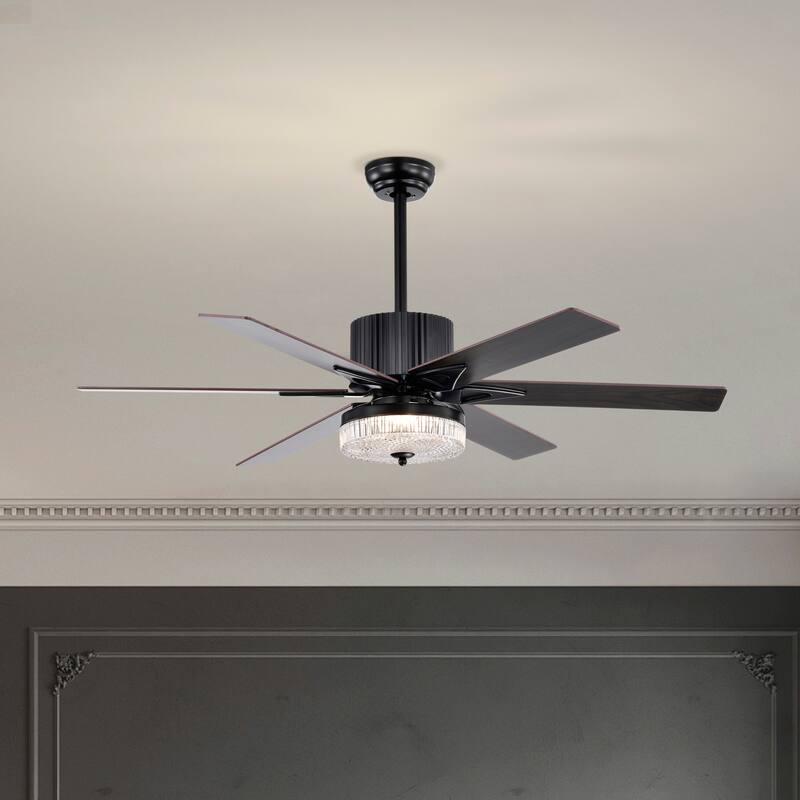 52 in. Smart Indoor Gold Ceiling Fan with Integrated LED with 6 Plywood Blade and Remote Control