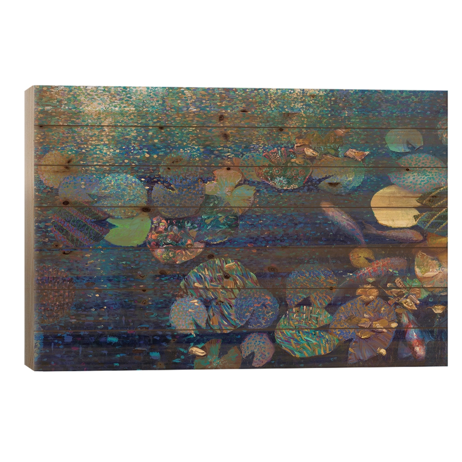 Under The Koi Quilt Print On Wood by Iris Scott - Multi-Color