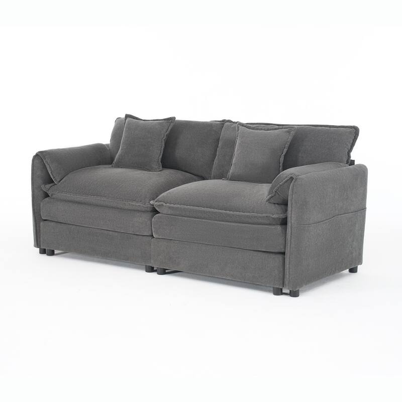 Oversized Chenille 2-Seater Cloud Couch, Deep Seat Loveseat for Living Room, Bedroom & Office