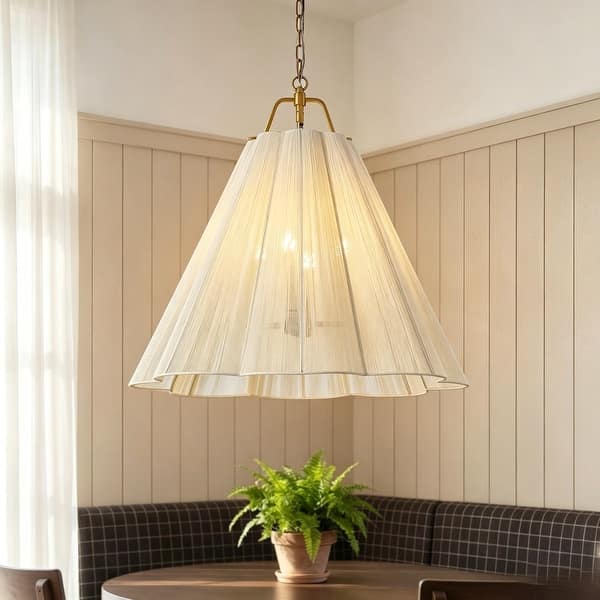 slide 2 of 11, Rennnsan 4-Light Modern Cotton Pendant Light for Dining Room Living Room - 27.6" W x 26" H 27.6" W x 26" H - Gold