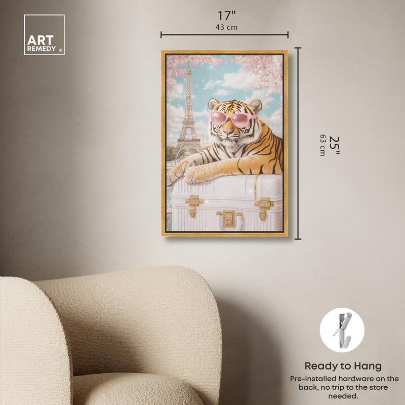 Tiger Luggage Paris Canvas by Art Remedy
