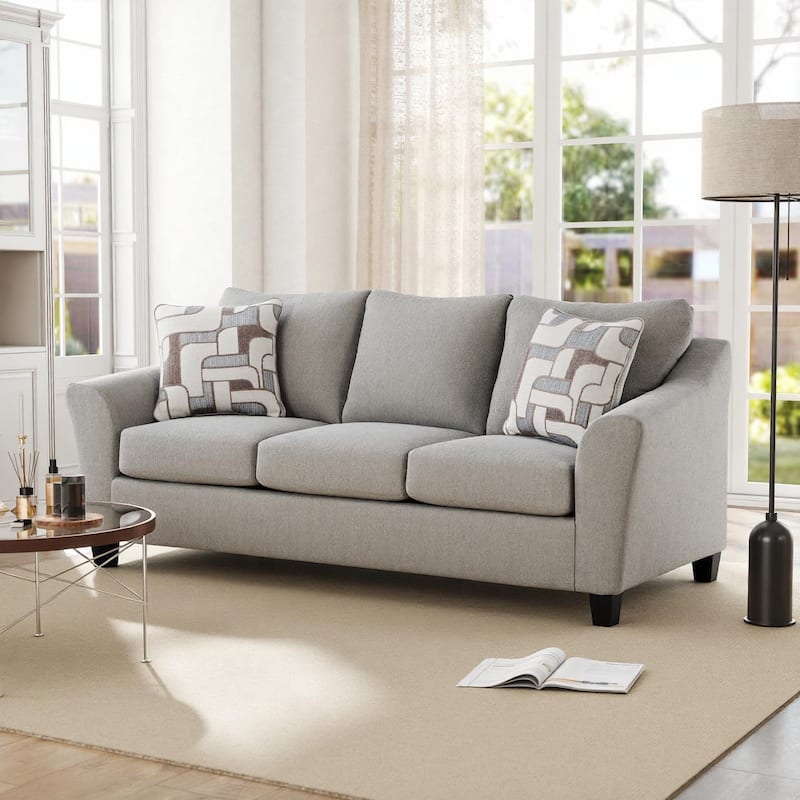 Roundhill Furniture Elaris 2-Piece Living Room Set - Flared Arm Sofa and Loveseat with Chenille Upholstery, Taupe