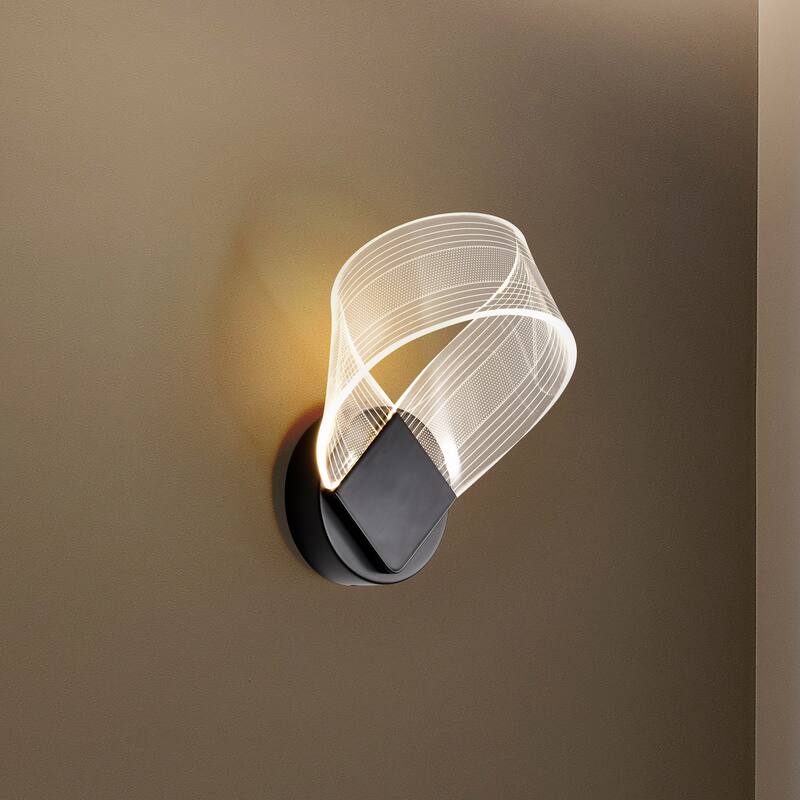 Barnett LED Wall Sconce Matte Black Silk Screened Acrylic Lens