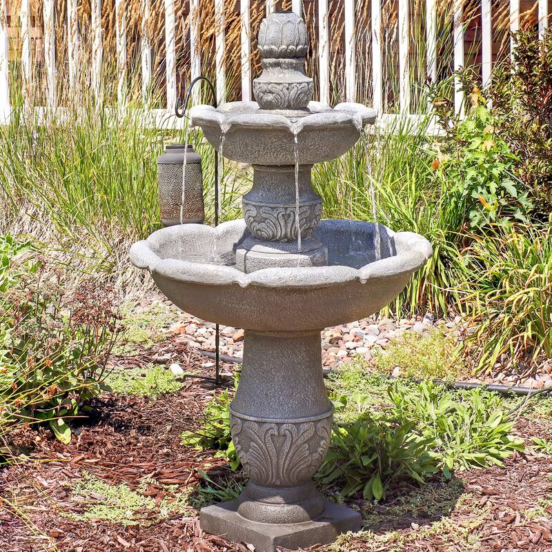 French Garden-Inspired 2-Tier Outdoor Water Fountain - Dusty Gray - 50"