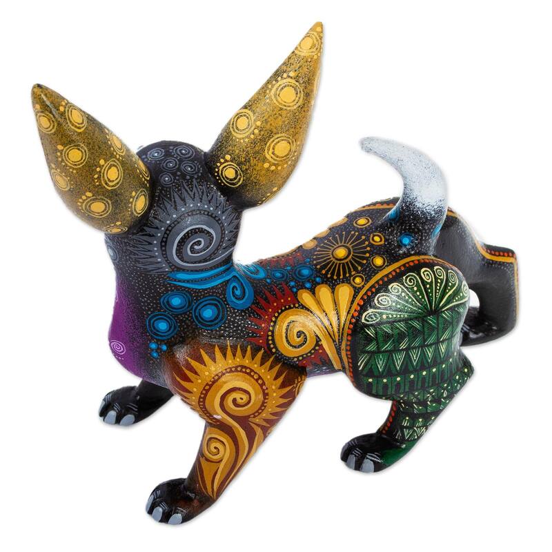 Novica Handmade Black Chihuahua Wood Alebrije Sculpture