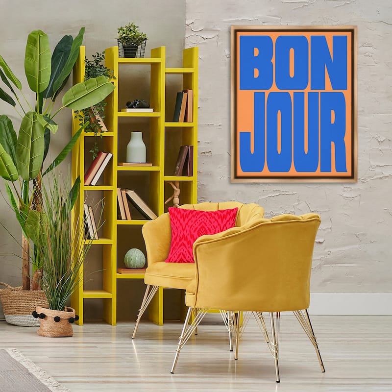 Stupell Bonjour Blue & Orange Framed Floater Canvas Wall Art Design By House of Lulu