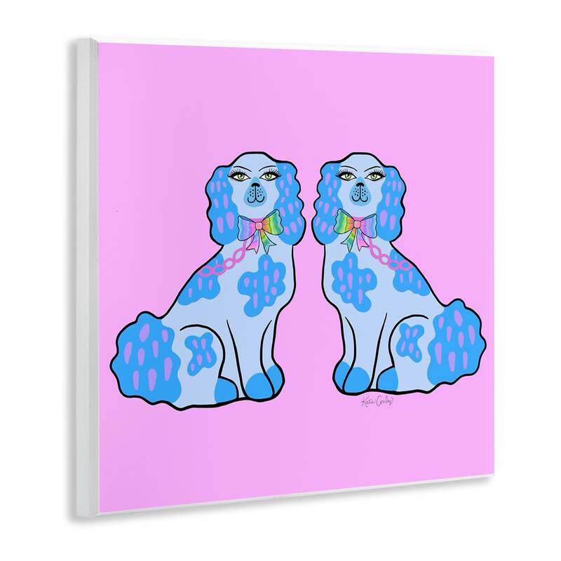 Stupell Funky Dogs Blue & Pink Wall Plaque Art Design By Katie Conley