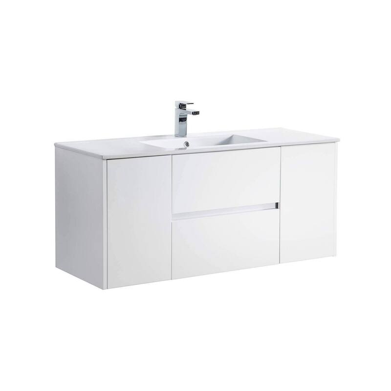 Blossom Valencia 48" Floating Bathroom Vanity Cabinet w/ Ceramic Sink - White