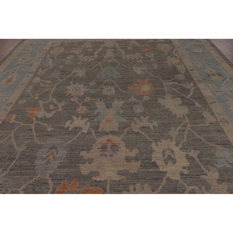 Gray Oushak Turkish Large Area Rug Hand-Knotted Wool Carpet - 10'1"x 13'8"