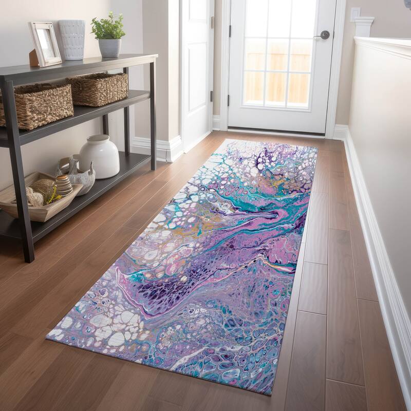 Premium Washable Super Soft Abstract Contemporary Mayfield Rug - Multi - 2' 3" x 7' 6" - Runner