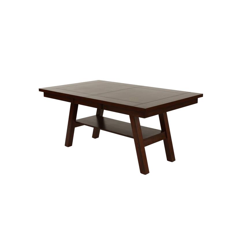 Dining Table Rectangle Dining Table w Shelve 1pc Table Only Rubber wood Dark Walnut Finish Dining Room Furniture