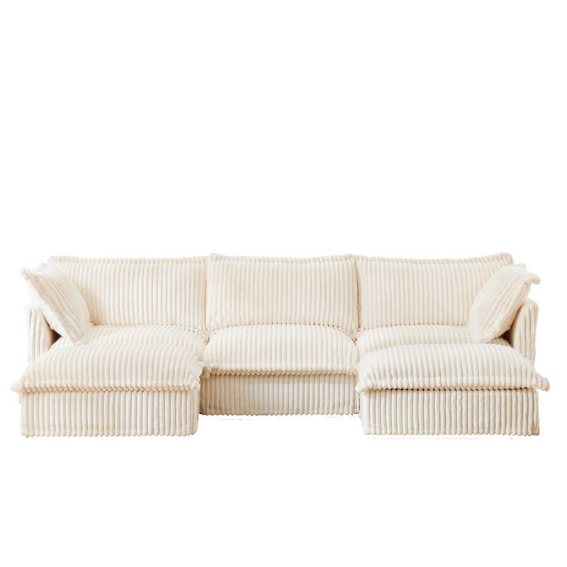 Upholstered Sofa for Living Room, U-Shaped Modular Sectional Sofa, Deep Seat 3-Seater Couch with Multiple Cushions for Apartment