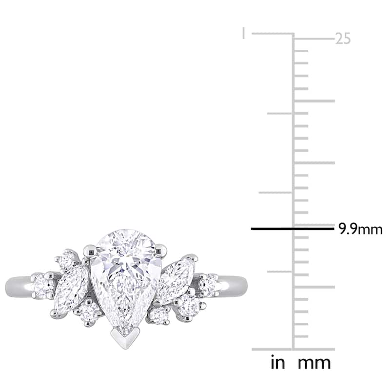 1 3/8ct TW Multi-Shaped Lab-Grown Diamond Cluster Engagement Ring in 14k White Gold