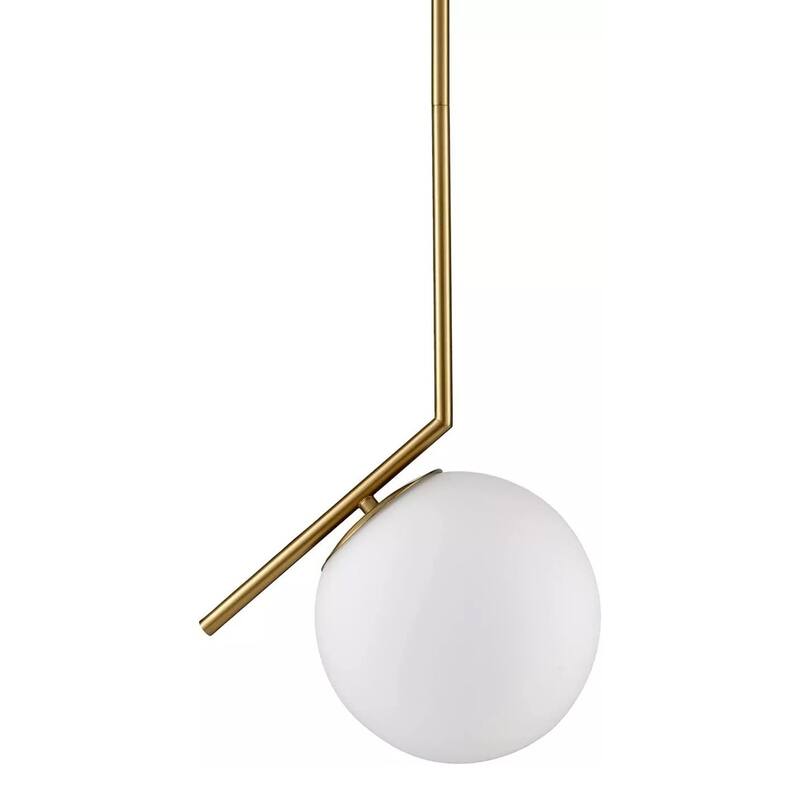 Modern Pendant Lights Gold Pendant Light Milk Glass Globe Shade - 5" x 63"