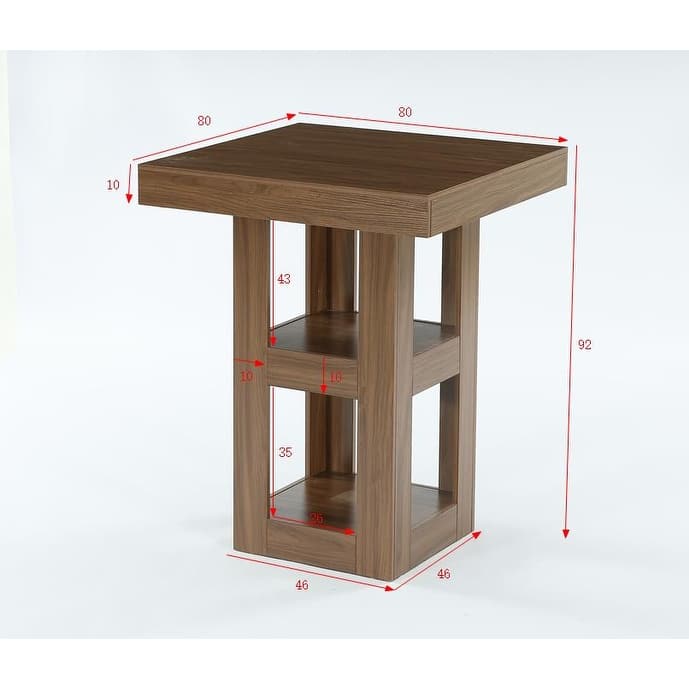 31.5-Inch Square Kitchen Island with Storage Shelves - 31.5" W x 31.5" D x 39.4"