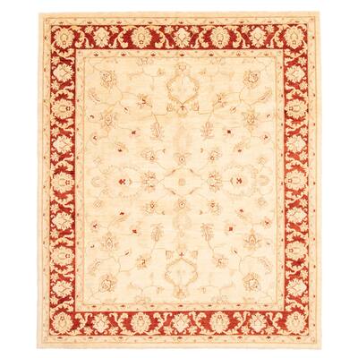 ECARPETGALLERY Hand-knotted Peshawar Oushak Cream Wool Rug - 8'3 x 9'8