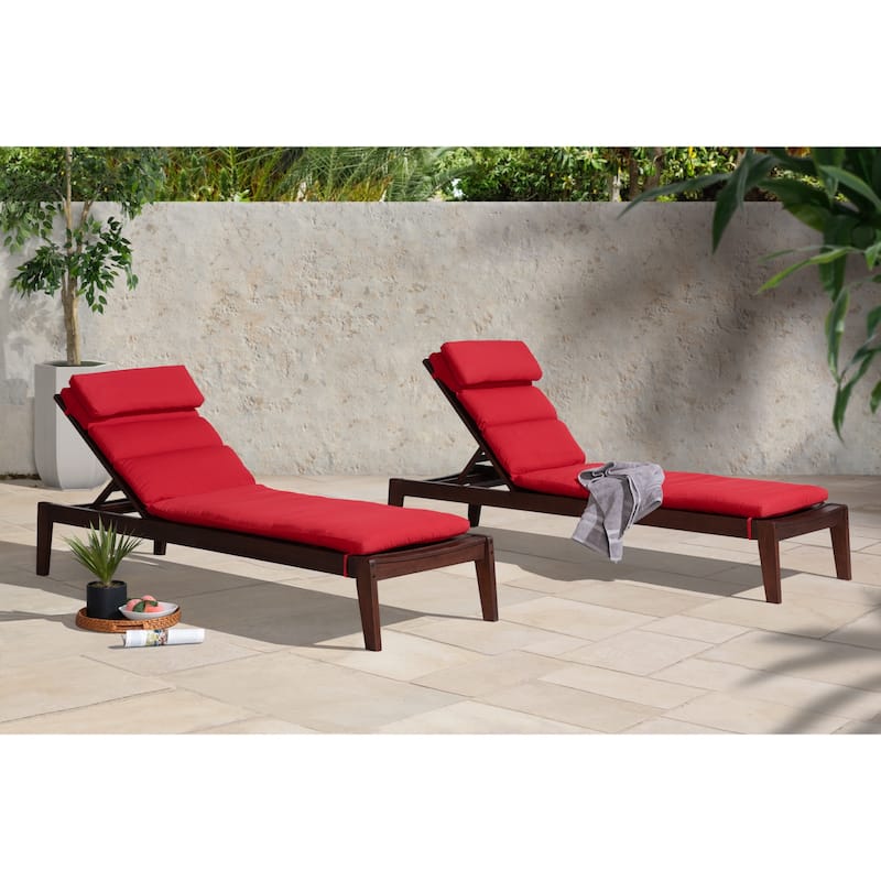 Vaughn 2 Piece Eucalyptus Outdoor Patio Chaise Lounges