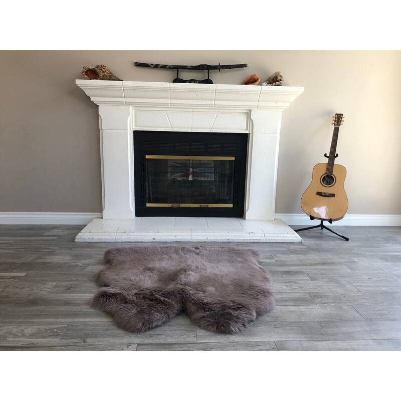 Dynasty Natural 2-Pelt Luxury Long Wool Sheepskin Shag Rug