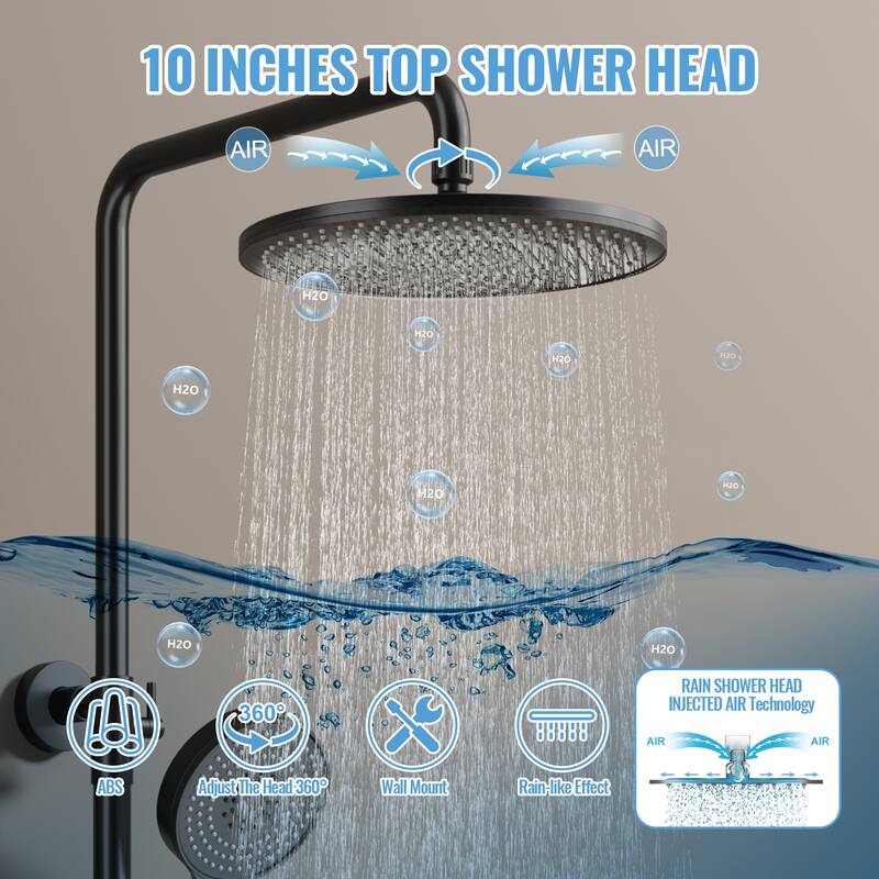 4-Function Thermostatic Rainfall Shower System with Rough-In Valve, Rain Mixer Shower Combo Set