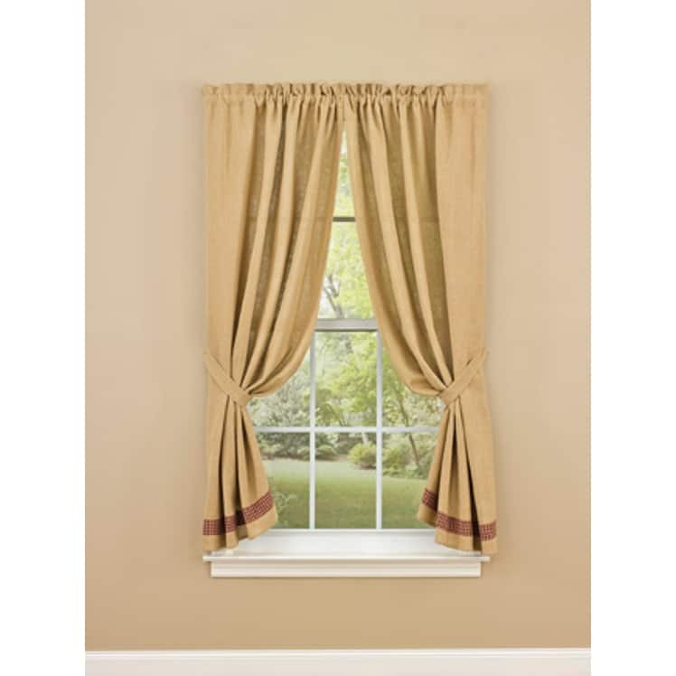 Park Designs Burlap & Check Unlined Panel Pairs 63"L - 72" x 63"