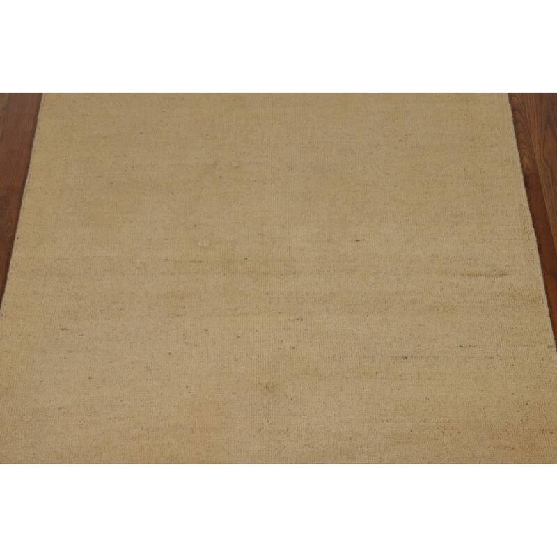 Solid Gabbeh Oriental Foyer Rug Handmade Wool Carpet - 3'3"x 4'11"