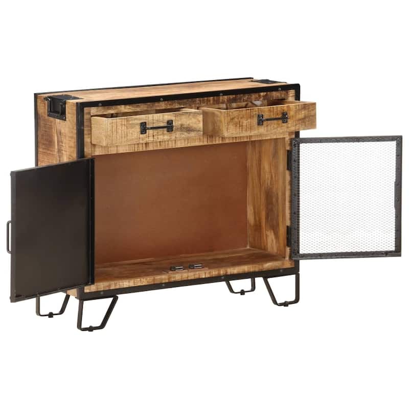 vidaXL Sideboard 31.5"x12.2"x28" Solid Rough Mango Wood