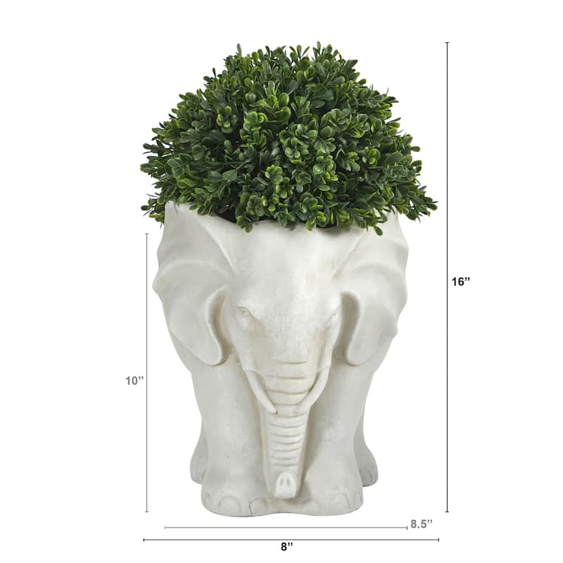 16" Boxwood Topiary Artificial Plant in Planter UV Resistant