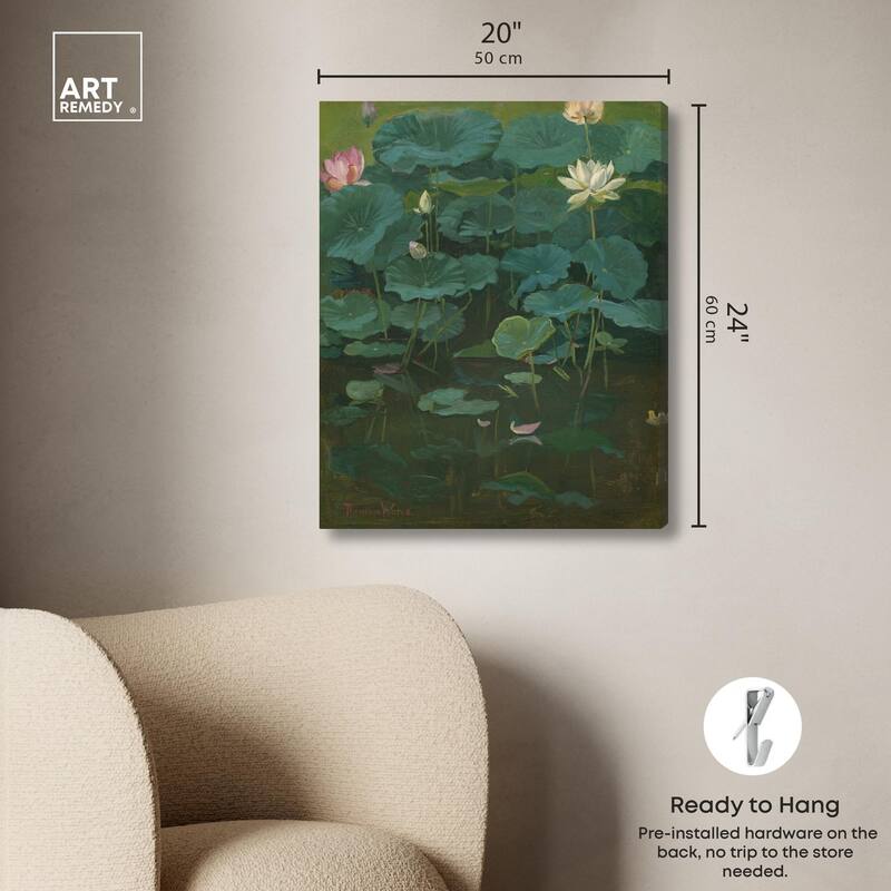 Theodore Wores Lotus Canvas by Art Remedy, Gallery Wrapped