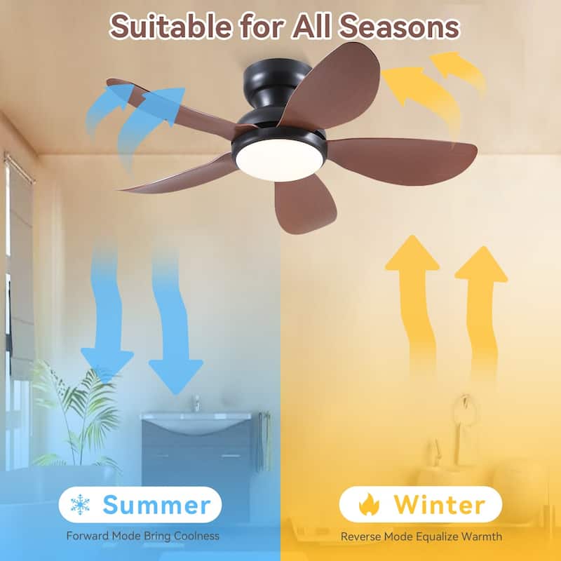 32/36/46/52 inches Low Profile Ceiling Fan with Light and Remote for Living Room Bedroom Kid's Room Patio