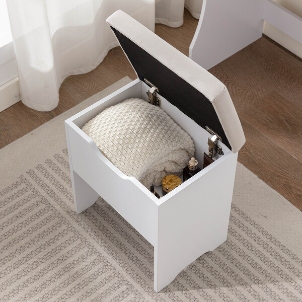 Javlergo Vanity Desk Set with LED Lighted Mirror & Power