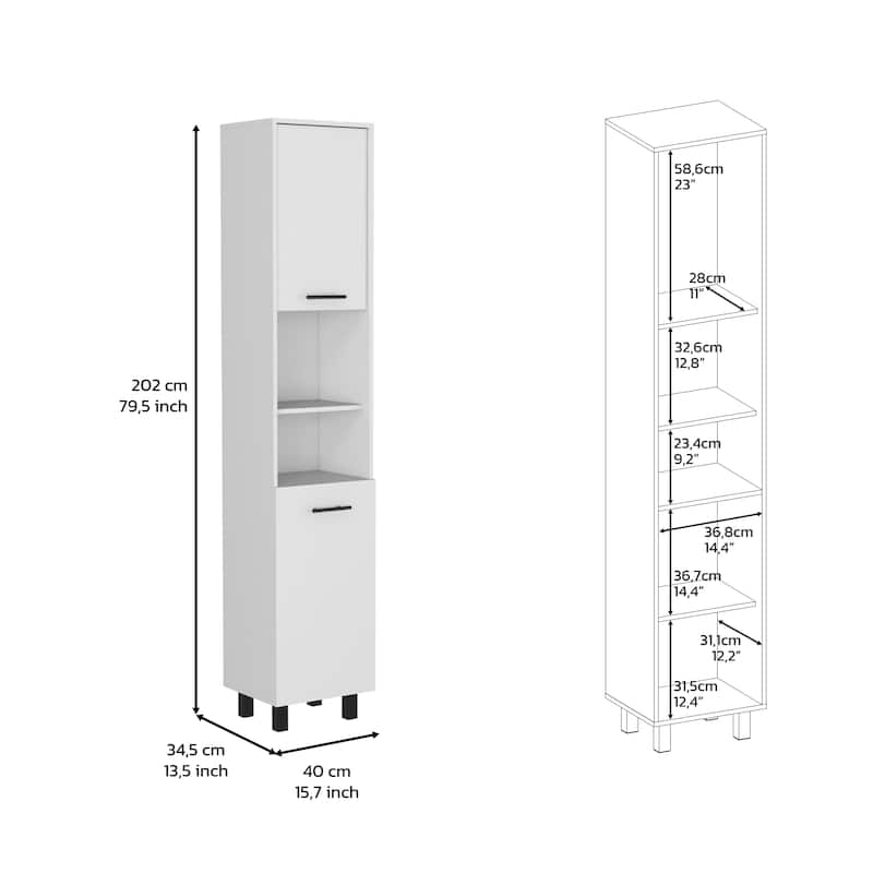 Pantry Cabinet Almada, Three Interior Shelves, White Finish,High quality and durable