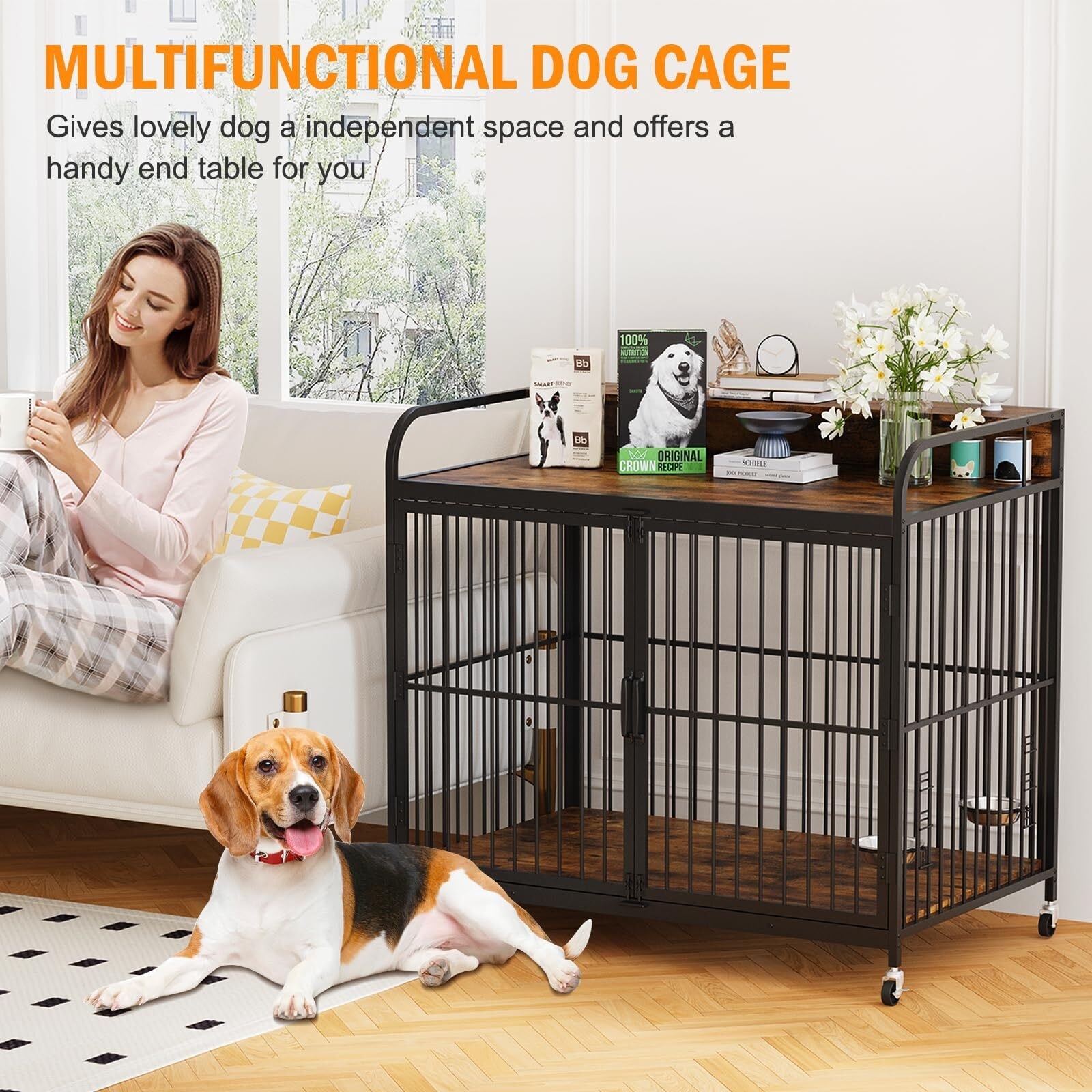 Large Wooden Dog Crate Furniture End Table Heavy Duty Dog Kennel Indoor Bed Bath Beyond 41260341