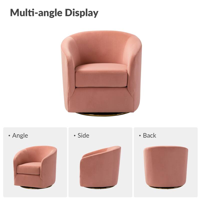 Eleuterio Modern Upholstered Swivel Accent Barrel Chair with Metal Base Set of 2 by HULALA HOME