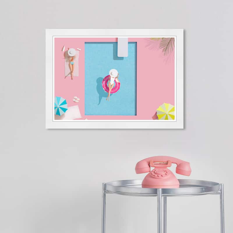 Wynwood Studio Prints Fashion and Glam Barbies at the Pool Pink and Pastel Pink Glam Wall Art Canvas Print - White