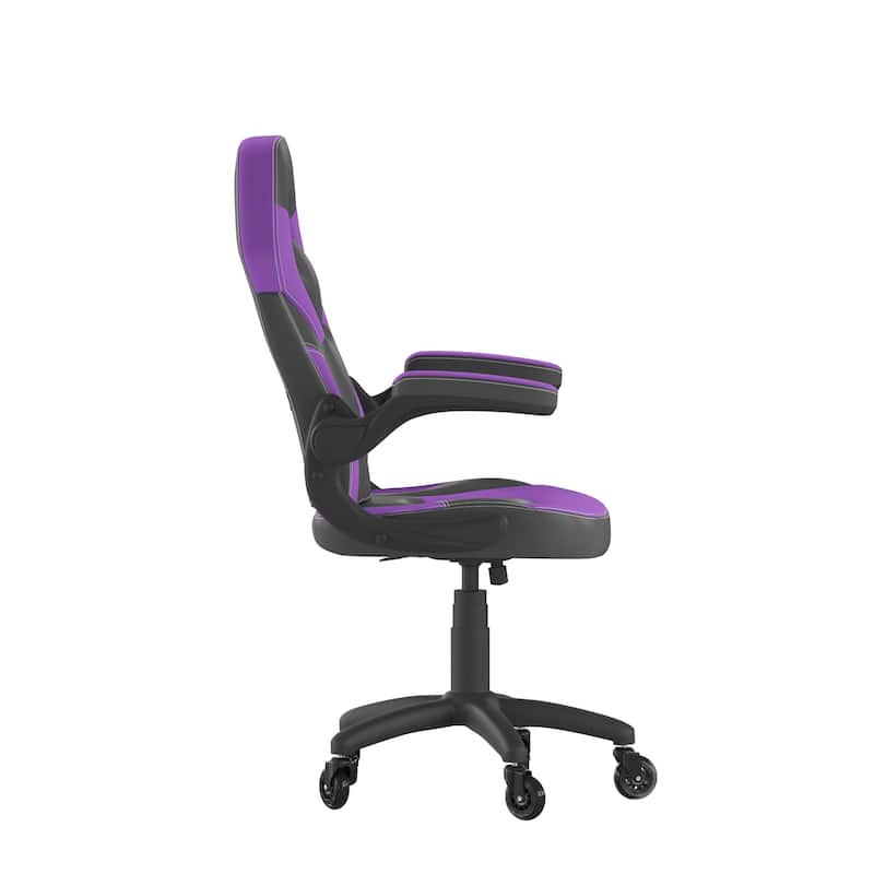 Office Gaming Chair with Skater Wheels & Flip Up Arms - LeatherSoft