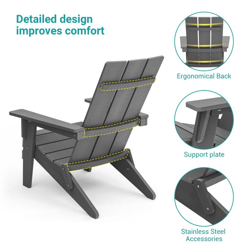 BONOSUKI Patio Folding Adirondack Chair,Waterproof HIPS,Wide Armrests