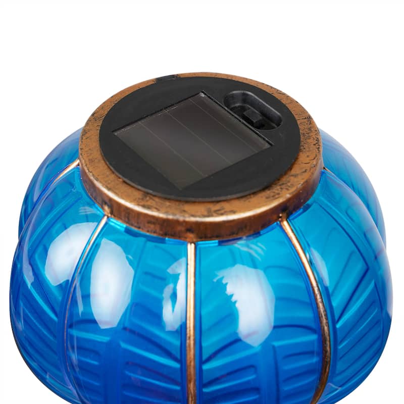 Solar Blue/Purple Hot Air Balloon Spinning Garden Stake w/LED