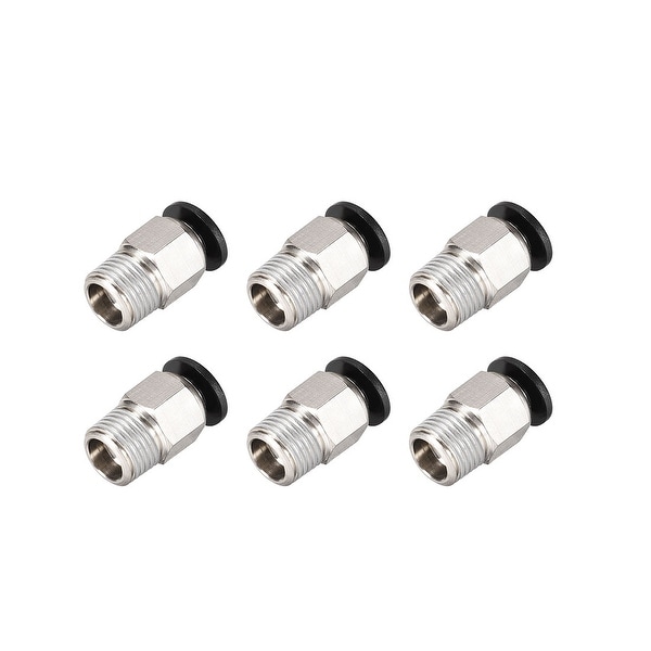 Straight Pneumatic Push to Quick Connect Fittings 1/8NPT x 4mm Silver Tone 6pcs